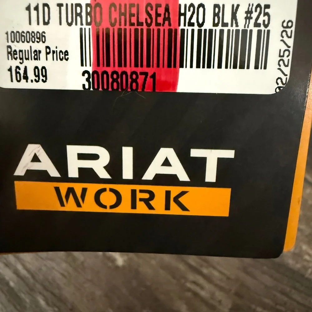Ariat Turbo Chelsea H2O Mens Black Waterproof Work Boots Soft Toe 11D 10060896